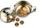 Saucepan and euro coins