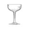 Saucer glass. Hand drawn champagne glass sketch. Empty sparkling wine glass