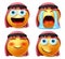 Saudi arab emoji vector set. Emojis and emoticon face head of saudi arabian in crying with tears, blush, naughty facial expression