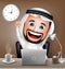 Saudi Arab Man Character Working on Business Office Desk