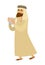 Saudi Arab man with tab or smartphone vector cartoon character