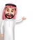 Saudi arab man vector character wearing thobe happy showing empty