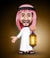 Saudi Arab Man Wearing Thobe Holding Lantern for Ramadan