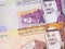 Saudi Arabia 5 and 10 riyal 2016 banknotes closeup, Saudi Arab