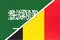 Saudi Arabia and Belgium, symbol of national flags from textile. Championship between two countries