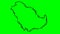 Saudi Arabia drawing outline map green screen isolated