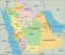 Saudi Arabia - Highly detailed editable political map with labeling.