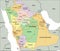 Saudi Arabia - Highly detailed editable political map with labeling.