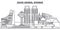 Saudi Arabia, Khobar line skyline vector illustration. Saudi Arabia, Khobar linear cityscape with famous landmarks, city