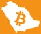 Saudi Arabia map with bitcoin crypto currency symbol illustratio