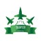 Saudi arabia national day, green flying planes ribbon celebration gradient style icon