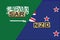 Saudi Arabia and New Zealand currencies codes on national flags background