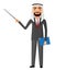 Saudi iran arab business man with a pointer flat cartoon vector