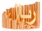 Saudi riyal symbol with golden coins around, 3D rendering