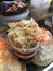 Sauerkraut, carrots and garlic on the market
