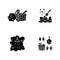 Sauna culture black glyph icons set on white space