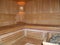 Sauna interior. Wooden finishing of the room