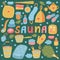 Sauna russian banya colorful vector icons set