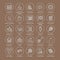 Sauna, steam bath line icons.