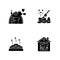 Sauna types black glyph icons set on white space