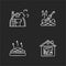 Sauna types chalk white icons set on black background