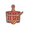 Sauna wooden bucket and ladle isolate outline icon