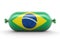 Sausage with Brazilian flag on white clipping path included