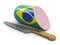 Sausage with Brazilian flag on white clipping path included