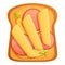 Sausage cheese toast icon, cartoon style