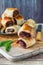 Sausage, cranberry, chestnut and sage rolls