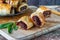 Sausage, cranberry, chestnut and sage rolls