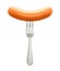 Sausage on a fork isolated on white