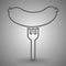 Sausage on the fork line icon for web, mobile and infographics. Vector dark grey icon isolated on light grey background.