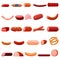 Sausage icons set, cartoon style