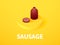 Sausage isometric icon, on color background