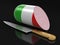 Sausage with Italian flag on black clipping path included