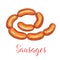 Sausage meat delicatessen vector icon