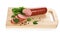 Sausage, parsley, spices on the chopping board