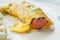 Sausage Roll Omelette / Salami in Plate for Breakfast