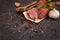 Sausage salami,  dinner     smoked  food   italian   culinary  product cuisine spices on concrete background