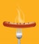 Sausage steaming Vector realistic. Menu advert concept. 3d illustration burning food poster templates