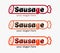 Sausage store, market, shop logo. Butcher icon. Barbecue party logotype. Design for print, emblem, t-shirt, party decoration,