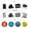 Sausages, fruit, cart .Supermarket set collection icons in black, flat, monochrome style vector symbol stock