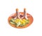 Sausages in the shape of octopus hats carrot on an orange plate