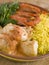 Saute of Monkfish Prawns and Rice with Pimento