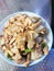 Sauteed meat with oyster mushrooms