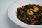 Sauteed papaya leaves with shrimp