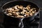 Sauteing sliced mushrooms in a skillet