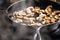 Sauteing sliced mushrooms in a skillet