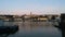 Sava river and cityscape of Belgrade at dusk, Serbia